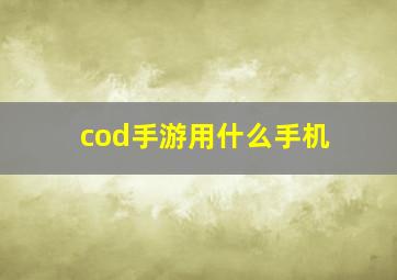 cod手游用什么手机