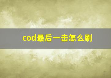 cod最后一击怎么刷