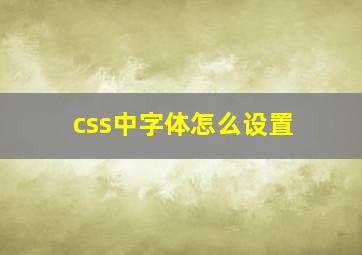 css中字体怎么设置