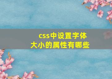 css中设置字体大小的属性有哪些