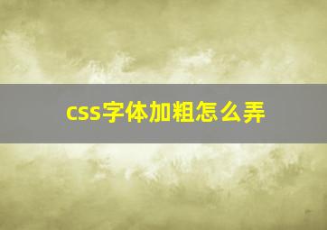 css字体加粗怎么弄