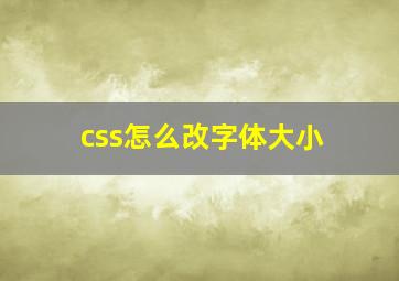 css怎么改字体大小