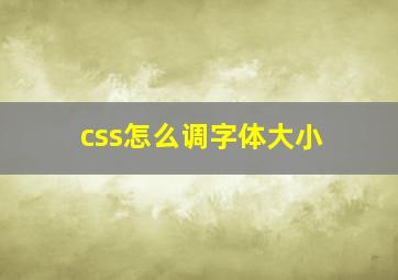 css怎么调字体大小