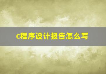 c程序设计报告怎么写