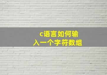 c语言如何输入一个字符数组