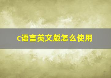 c语言英文版怎么使用