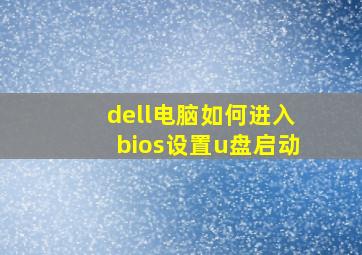 dell电脑如何进入bios设置u盘启动