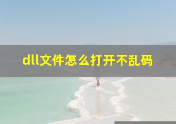 dll文件怎么打开不乱码