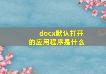 docx默认打开的应用程序是什么