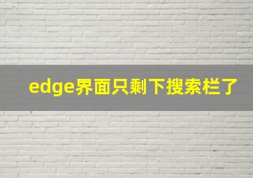 edge界面只剩下搜索栏了