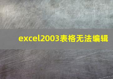 excel2003表格无法编辑