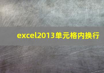 excel2013单元格内换行