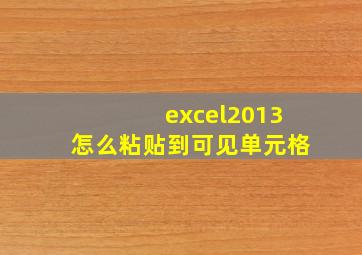 excel2013怎么粘贴到可见单元格