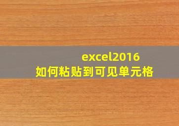 excel2016如何粘贴到可见单元格