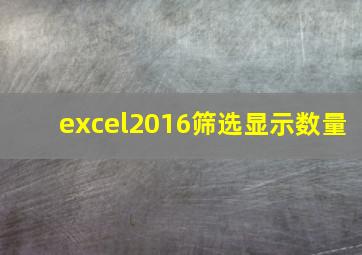 excel2016筛选显示数量