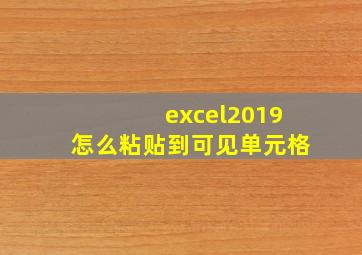 excel2019怎么粘贴到可见单元格