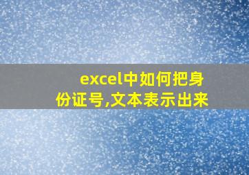 excel中如何把身份证号,文本表示出来