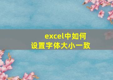 excel中如何设置字体大小一致