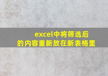 excel中将筛选后的内容重新放在新表格里