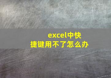 excel中快捷键用不了怎么办