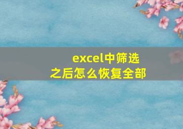 excel中筛选之后怎么恢复全部