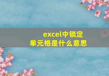 excel中锁定单元格是什么意思