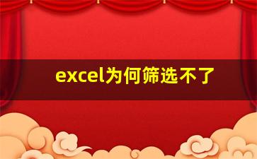 excel为何筛选不了