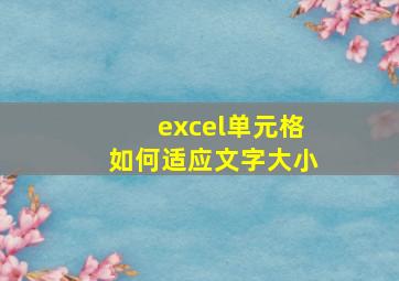 excel单元格如何适应文字大小