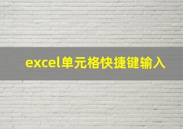 excel单元格快捷键输入