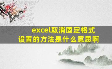 excel取消固定格式设置的方法是什么意思啊