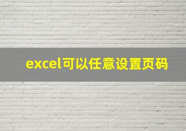 excel可以任意设置页码