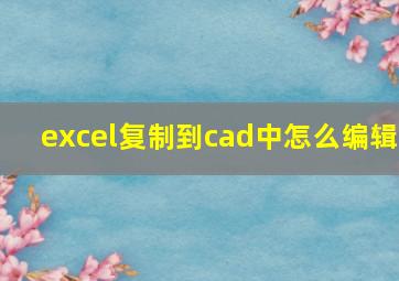 excel复制到cad中怎么编辑