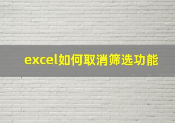 excel如何取消筛选功能