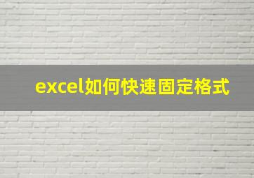 excel如何快速固定格式