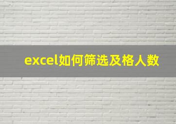 excel如何筛选及格人数