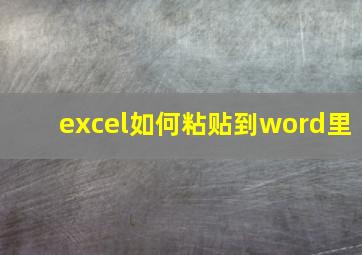 excel如何粘贴到word里