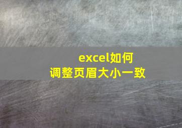 excel如何调整页眉大小一致