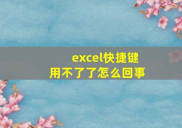 excel快捷键用不了了怎么回事