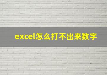 excel怎么打不出来数字