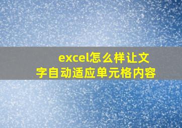 excel怎么样让文字自动适应单元格内容