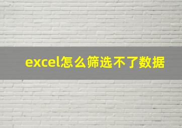 excel怎么筛选不了数据