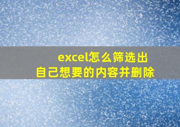 excel怎么筛选出自己想要的内容并删除