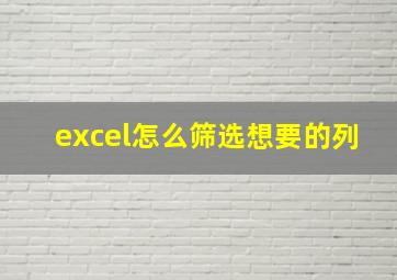 excel怎么筛选想要的列