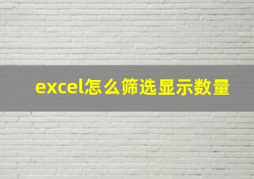 excel怎么筛选显示数量