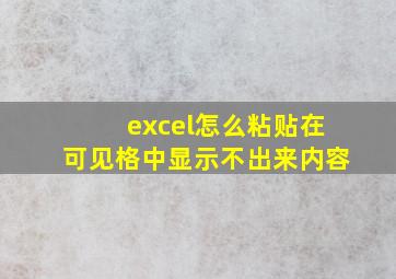 excel怎么粘贴在可见格中显示不出来内容