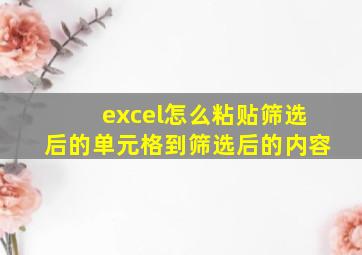 excel怎么粘贴筛选后的单元格到筛选后的内容