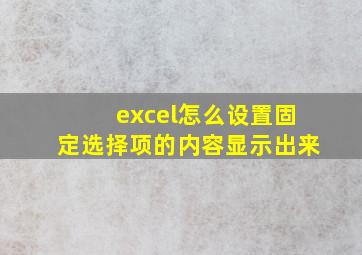 excel怎么设置固定选择项的内容显示出来