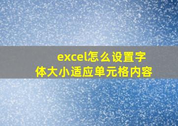 excel怎么设置字体大小适应单元格内容