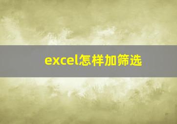 excel怎样加筛选