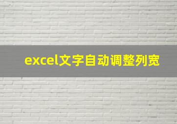 excel文字自动调整列宽